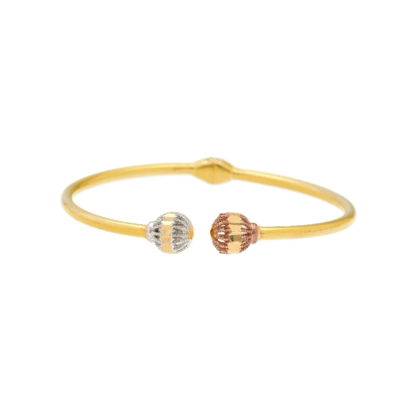 Trendy bangle bracelets for parties-22K Multi-Tone Gold Ball Bead Bangle (7.5gm)