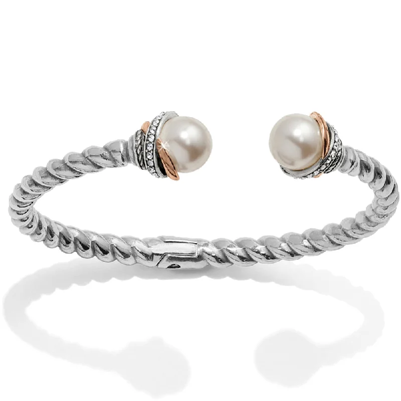 Luxury bangles with diamonds-Brighton Neptune's Rings Pearl Open Hinged Bangle