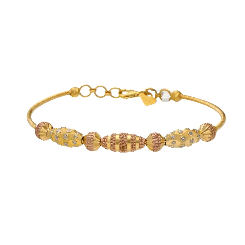 Handmade bangles with gemstones-22K Multi-Tone Gold Beaded Bangle (13.1gm)