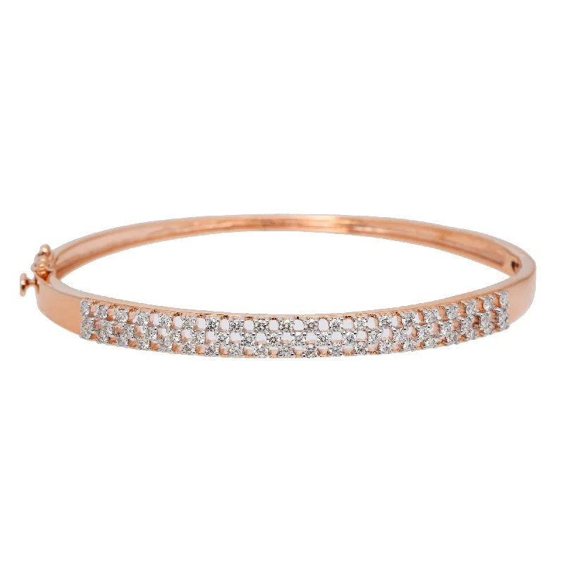 Luxury gold bangles for women-18K Rose Gold & 1.04ct Diamond Bangle (14.5gm)