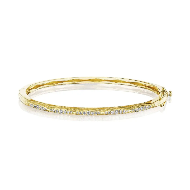 Modern bangle bracelets for women-Tacori 18k Single Row Diamond Bangle