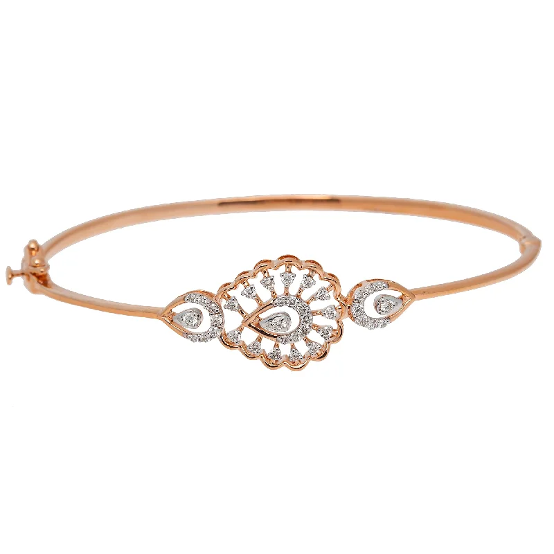 Colorful gemstone bracelets for women-18K Rose Gold & 0.35ct Diamond Bangle (7.4gm)