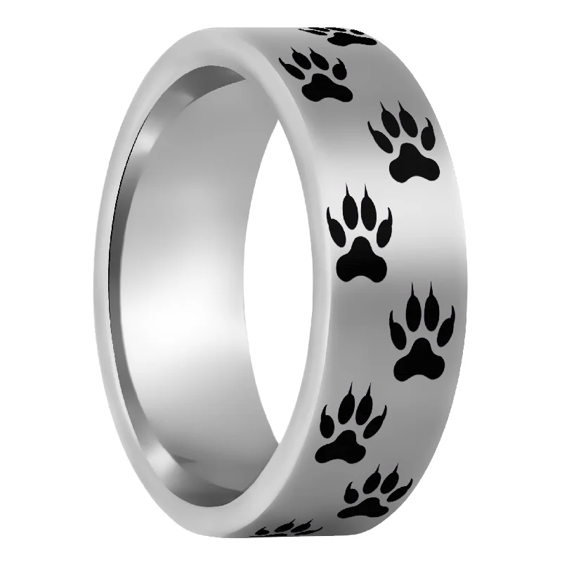 Luxury gold ladies rings-Wolf Tracks Tungsten Men's Wedding Band