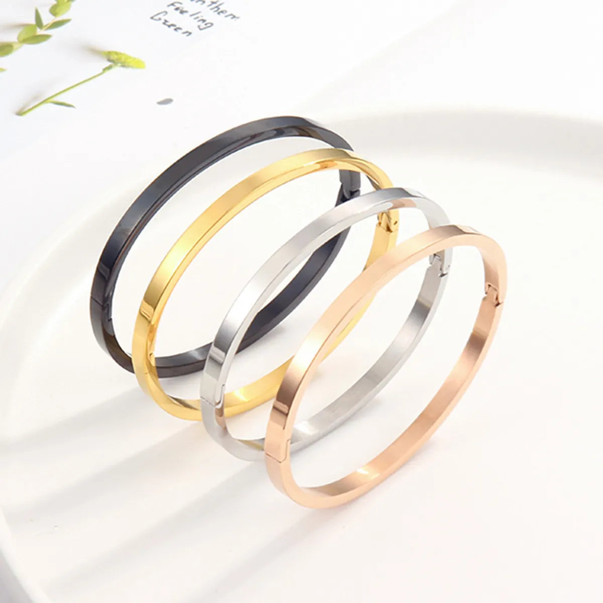 Vintage-style ladies bangles for weddings-Simple Style Solid Color Titanium Steel Bangle In Bulk