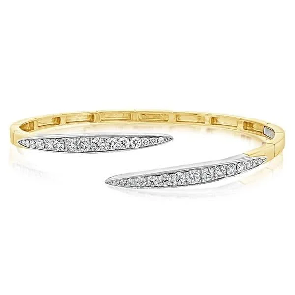 Colorful bangles with gemstones-Two Tone Diamond Bypass Bangle