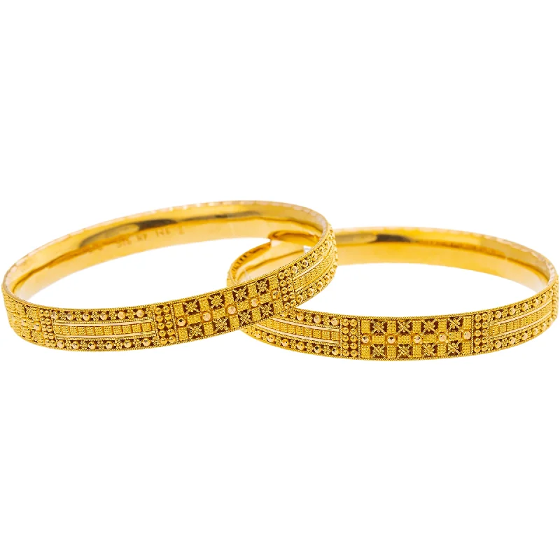 Unique design bangles for women-22K Yellow Gold Bangle Set of 2 (37.5gm)