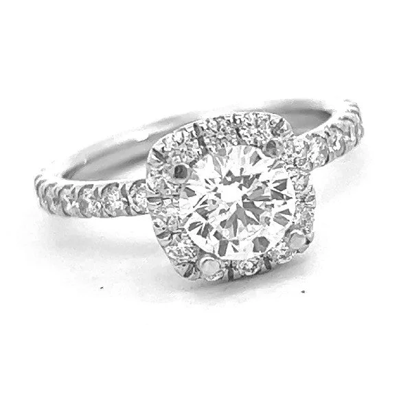 Engagement rings with three-stone design-Diamond Halo Engagement Ring