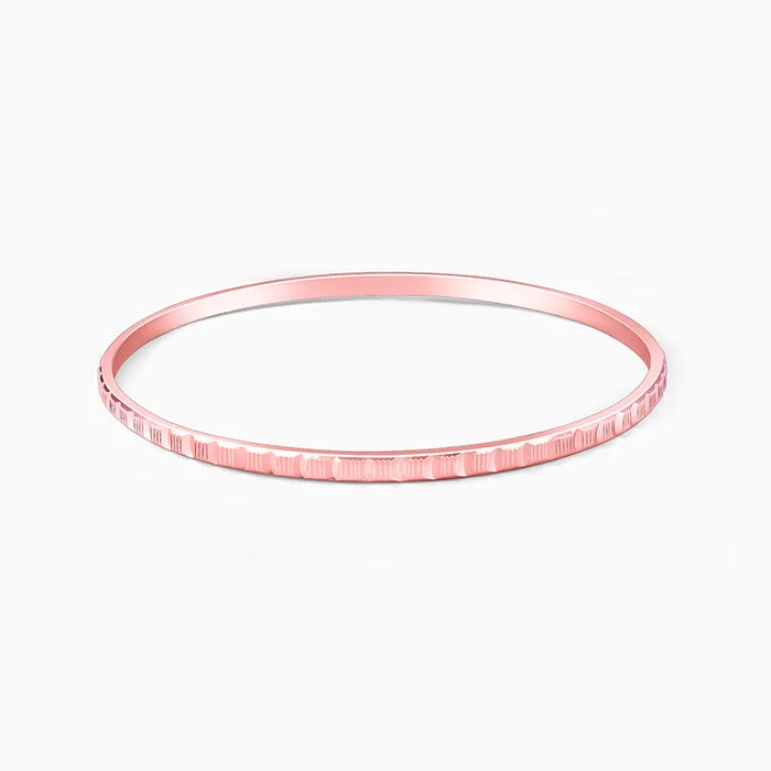 Silver bangle sets for women-Rose Gold Linear Cuts Bangle