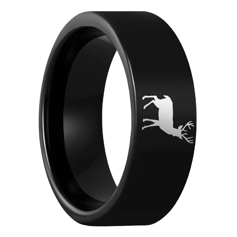 Platinum ladies rings with diamonds-Deer Black Tungsten Men's Wedding Band