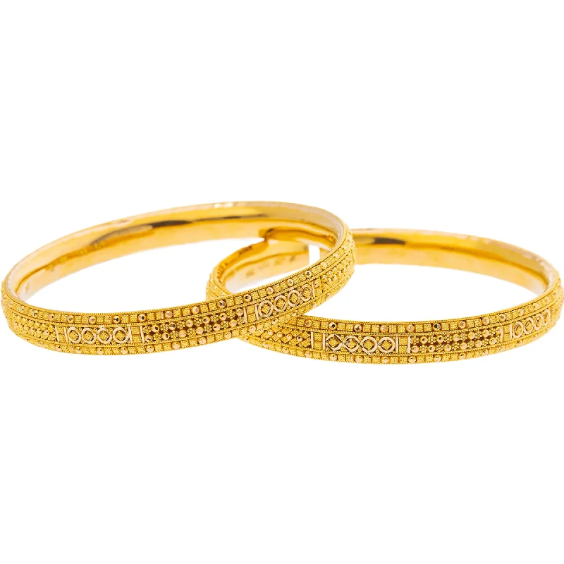 Personalized ladies bangles with name-22K Yellow Gold Bangle Set of 2 (42.7gm)