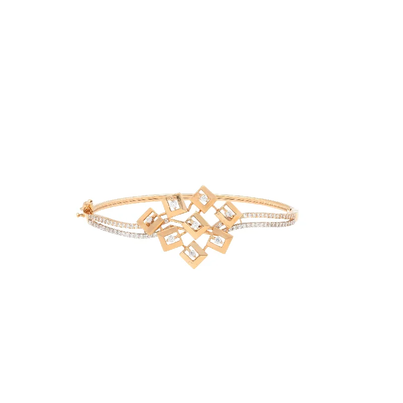 Luxury bangles with diamonds-18K Rose Gold & CZ Bangle (10.1gm)