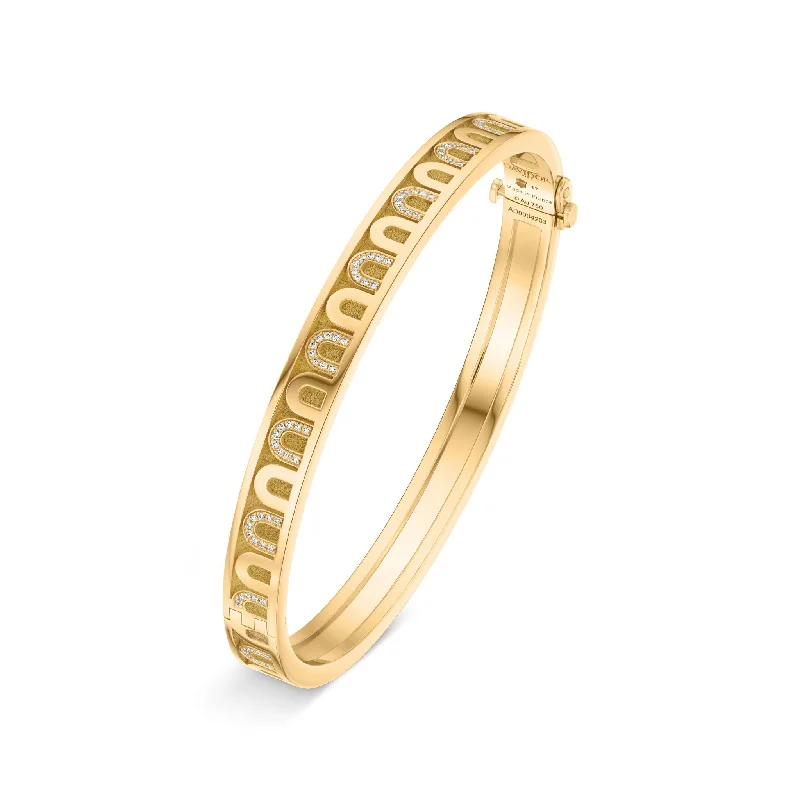 Bold bangles for fashion-L'Arc de DAVIDOR Bangle PM, 18k Yellow Gold with Satin Finish and Colonnato Diamonds