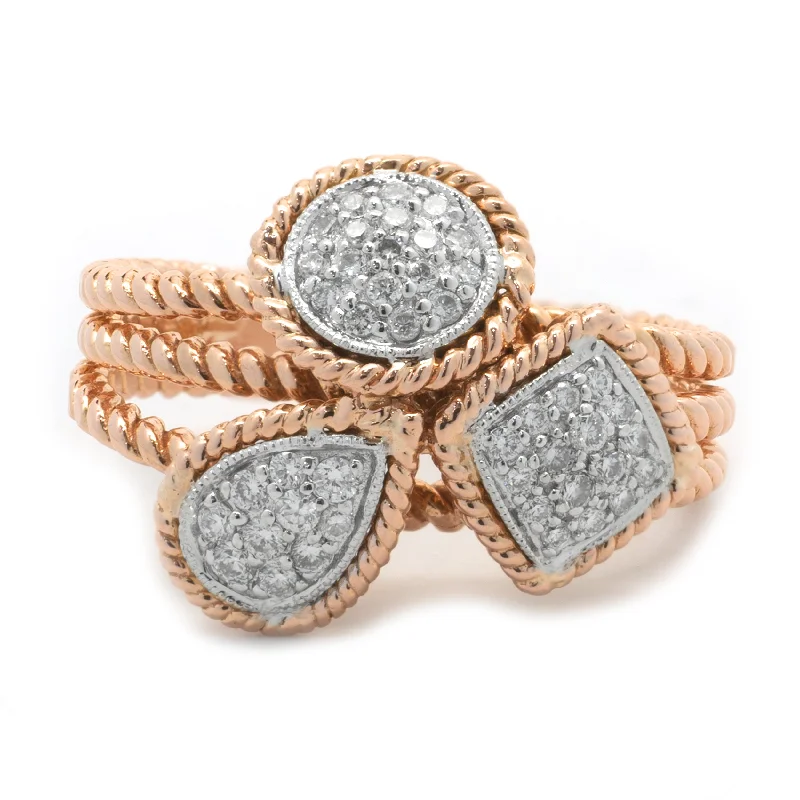 Custom engagement rings with diamonds-14 Karat Rose Gold Multi Shape Diamond Cluster Ring