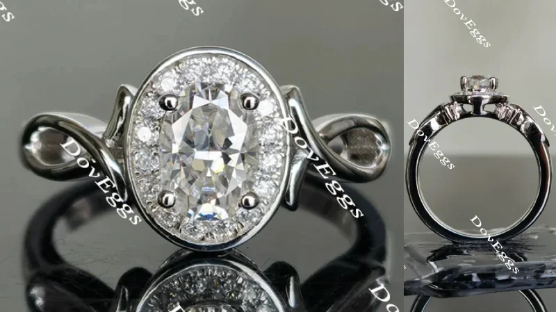 Engagement rings with vintage diamond cuts-Doveggs ribbon halo moissanite engagement ring