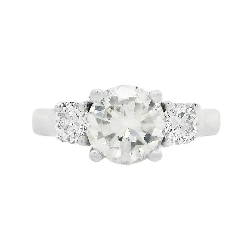 Vintage-inspired engagement rings for women-14K White Round Diamond 1.44Ct 3 Stone Engagement Ring