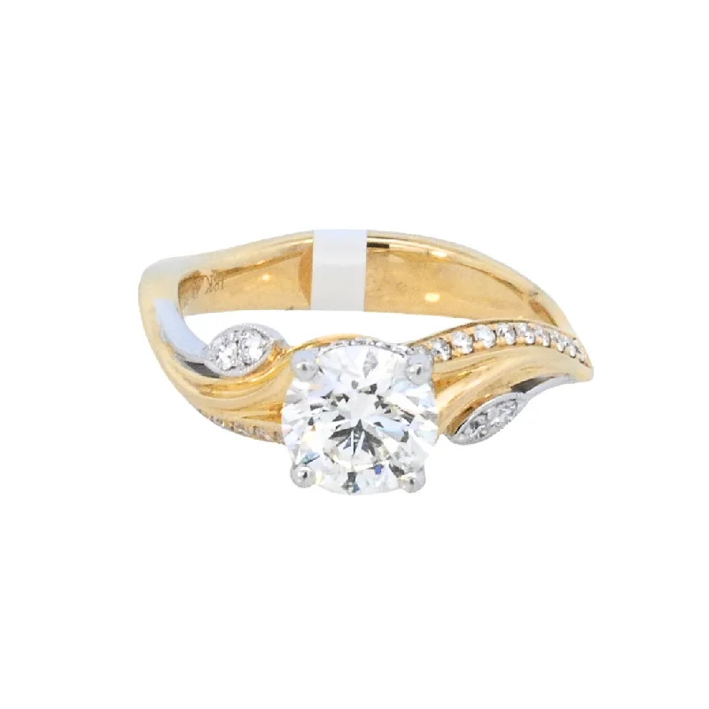 Engagement rings with bezel settings for women-18K Yellow Round Diamond 1.20Ct Vintage Engagement Ring