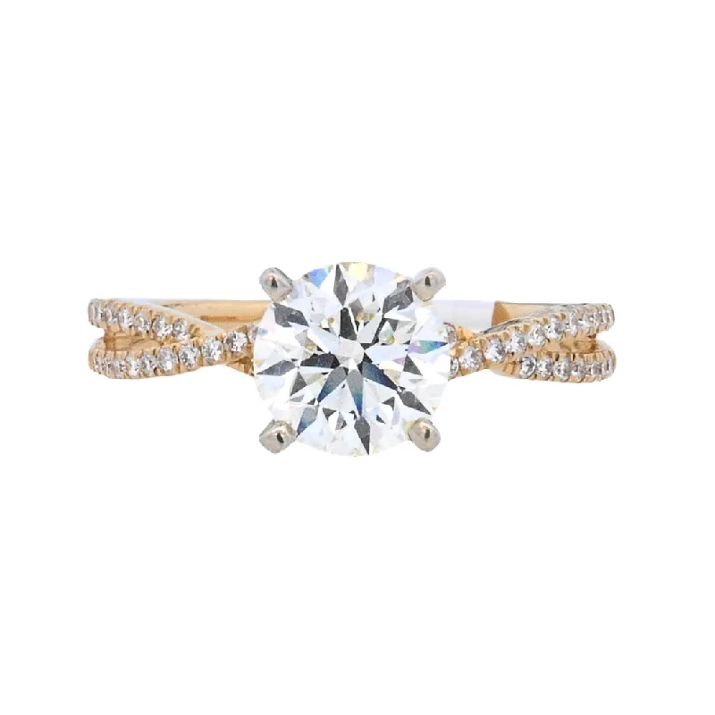 Affordable engagement rings for first-time buyers-18K Two- Tone Round Diamond 1.30Ct Solitaire Engagement Ring