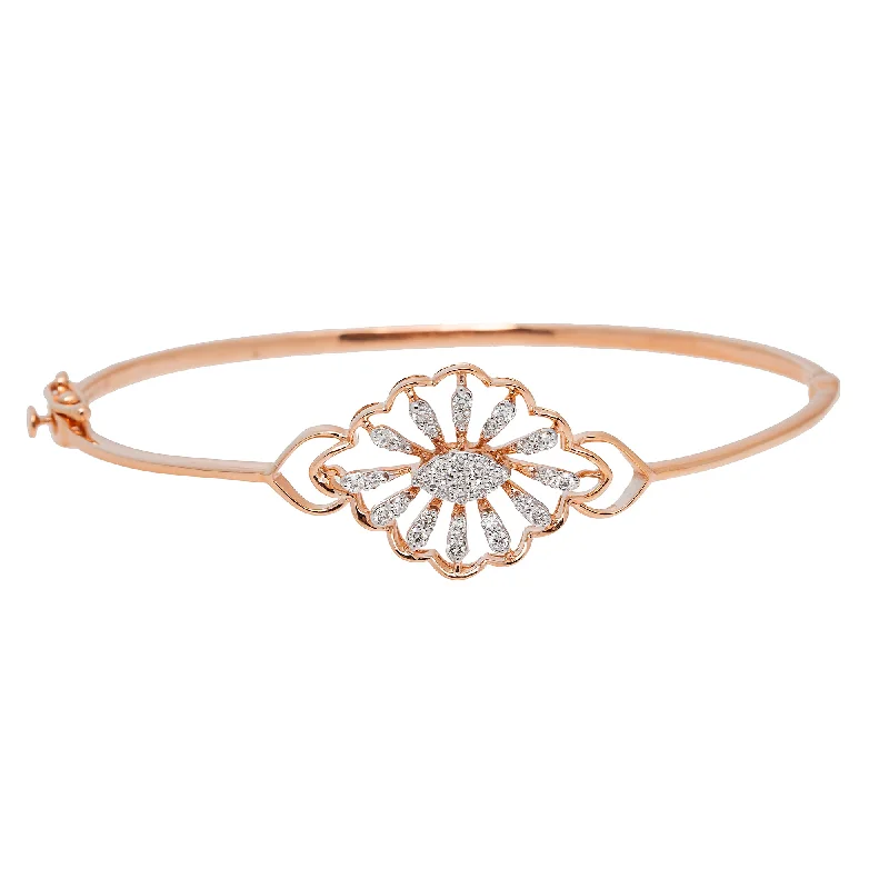 Modern ladies bangles with gemstones-18K Rose Gold & 0.35ct Diamond Bangle (8.7gm)