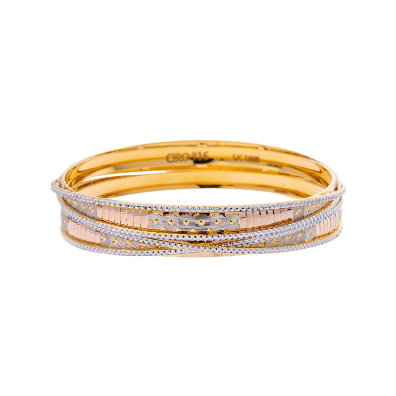 Luxury gold bangles for women-22K Yellow & White Gold Bangle Set of 2 in Size 2.6 (41.6 gm)