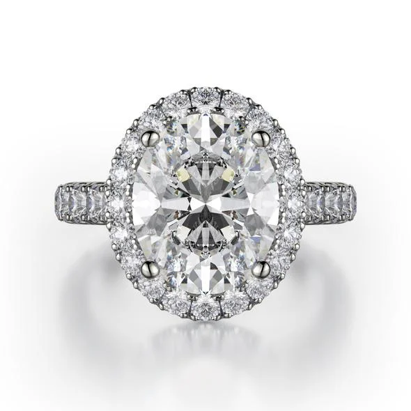 Engagement rings with dual-tone bands-MICHAEL M Europa Halo Engagement Ring