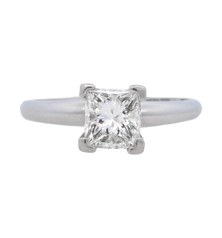 Luxurious engagement rings with large diamonds-Platinum Princess Diamond 1.02Ct Solitaire Engagement Ring