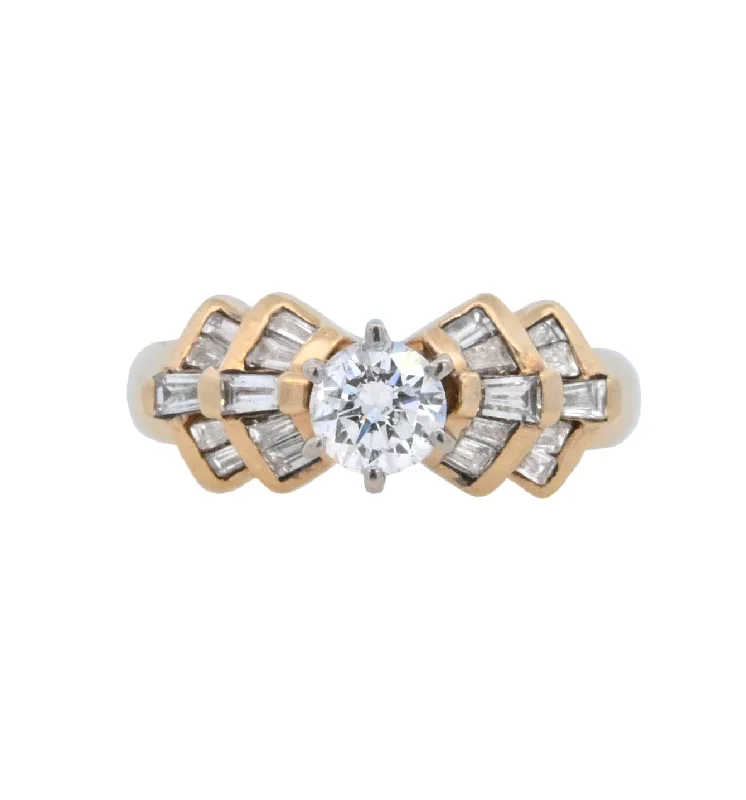 Affordable engagement rings for her with diamonds-14K Yellow Round Diamond 1.00Ct Contemporary Engagement Ring