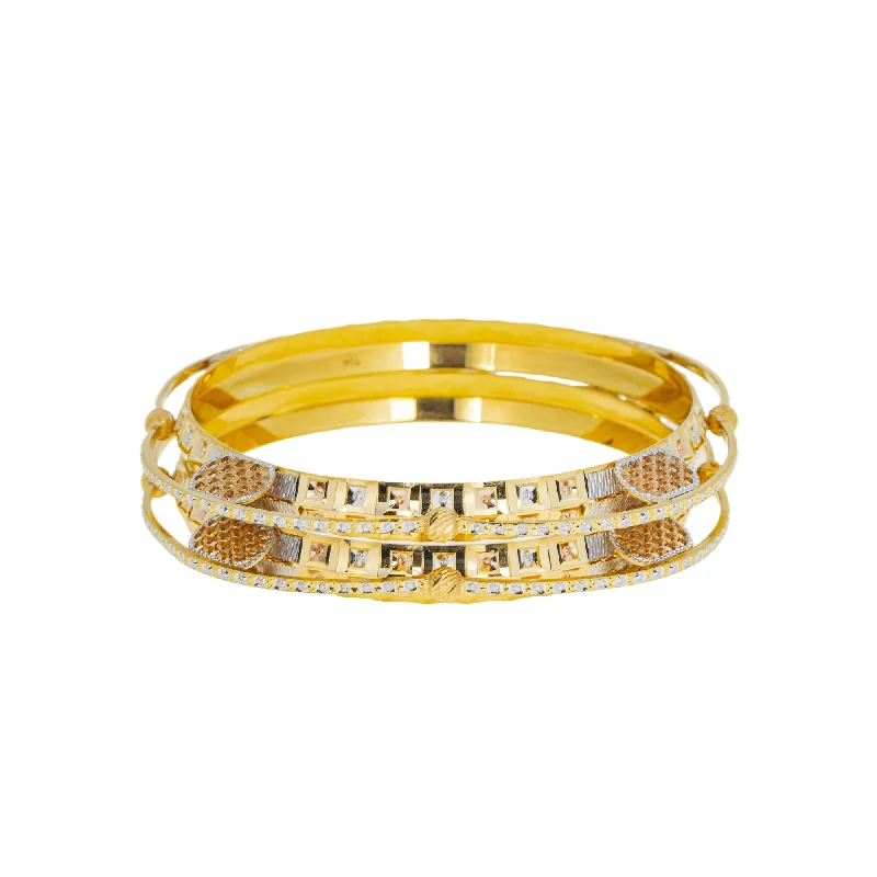 Stylish silver bangles for ladies-22K Multi-Tone Gold Bangle Set of 2 (52.2gm)