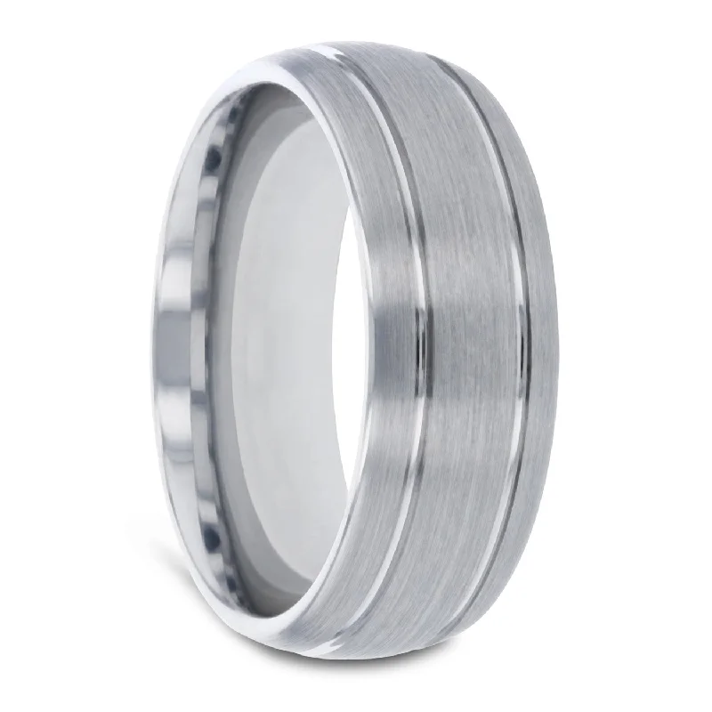 Classic wedding rings for ladies-Tungsten Men's Wedding Band with Dual Grooves