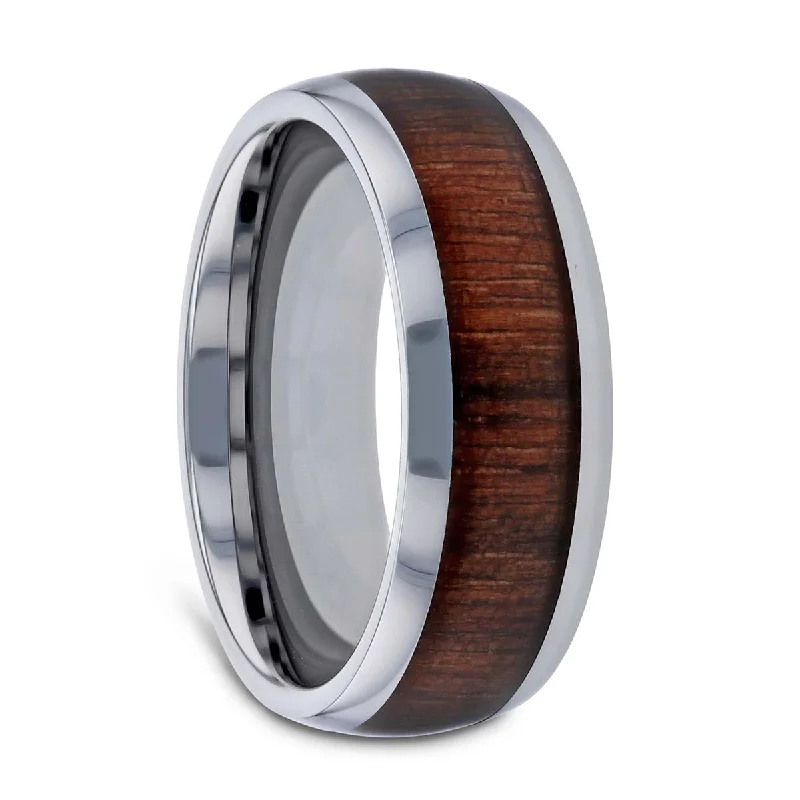 Ladies rings with birthstones-Black Walnut Wood Inlay Tungsten Men's Wedding Band