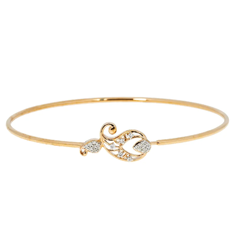 Modern bangle bracelets for women-18K Rose Gold & 0.10 ct Diamond Bangle (3.46 grams)