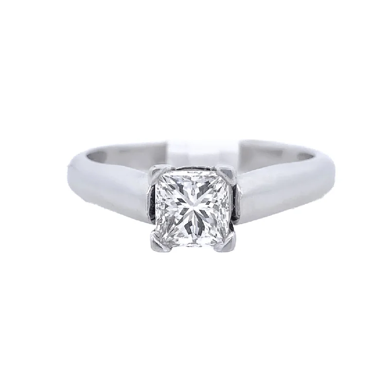 Unique engagement rings with gemstones-14K White Princess Diamond 0.75Ct Solitaire Engagement Ring