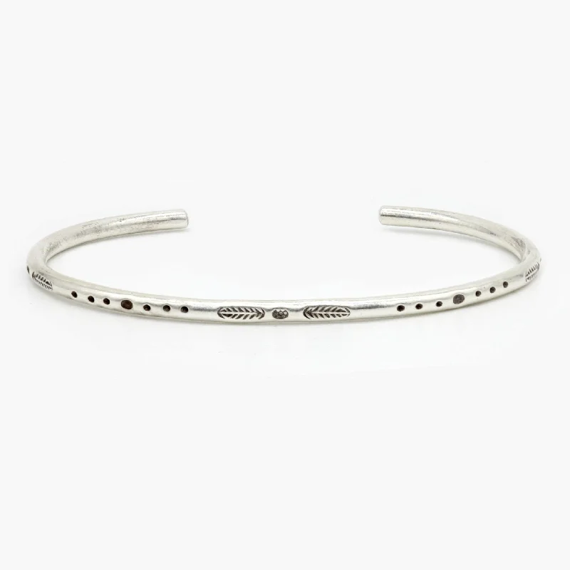 Beautiful gemstone bracelets for women-Ethnic "Aztec" Silver Bangle