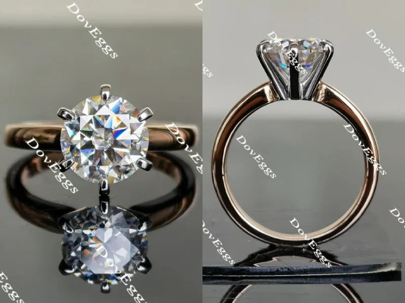 Engagement rings with three-stone design-Doveggs round solitaire moissanite engagement ring