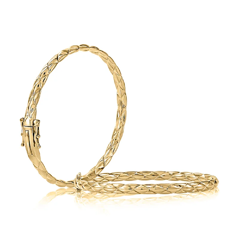 Ladies bangles with birthstones-A. Jaffe 14k Gold Classic Quilted Bangle