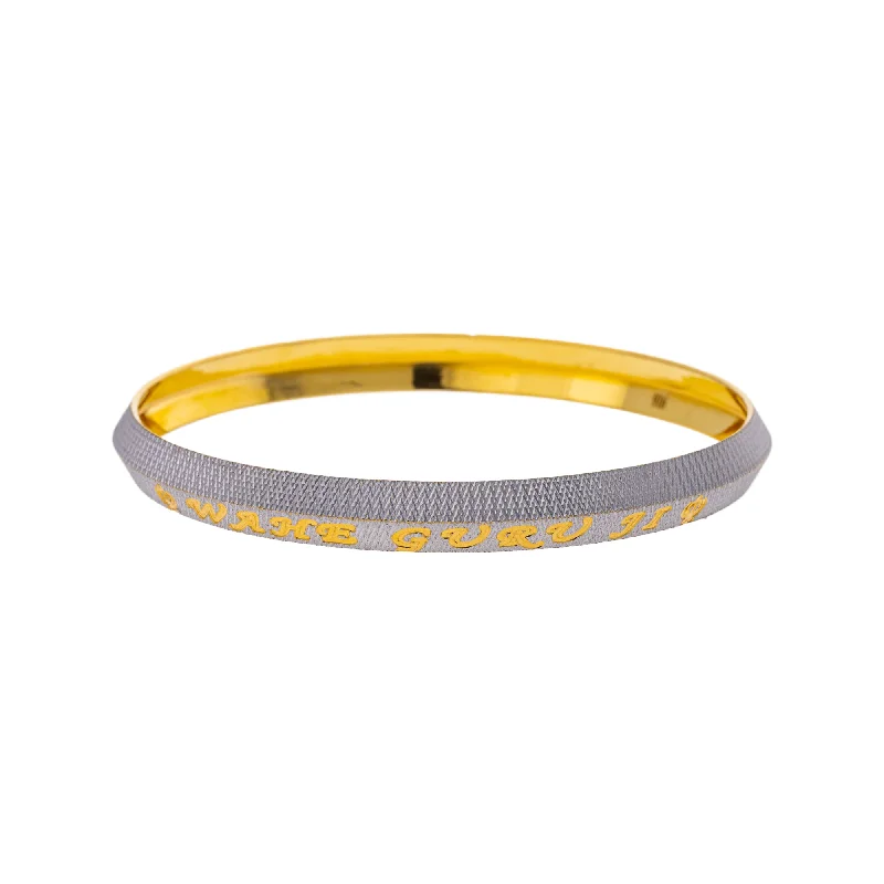 Unique bracelets with gemstones for fashion-22K Yellow & White Gold Kada Bangle in Size 2.8 (24.1gm)