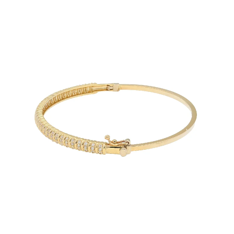 Gold-plated ladies bangles-22K Multi-Tone Gold Bangle with Heart Charms (16.9 grams)