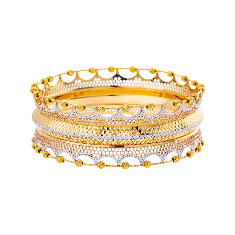 Classic gold bracelets for women-22K Yellow & White Gold Bangle in Size 2.8 (38.3 gm)