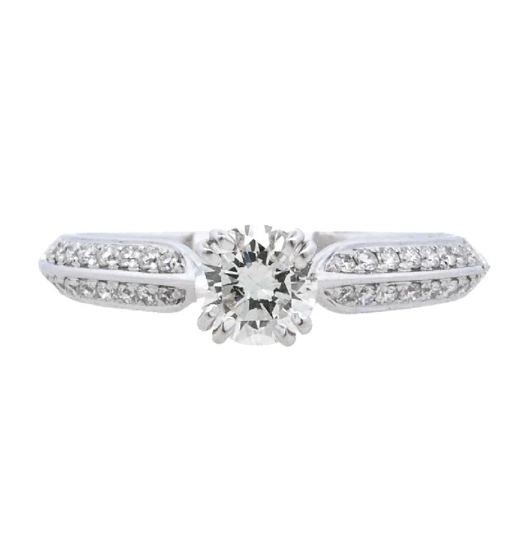 Engagement rings with bezel settings for women-18K White Round Diamond 0.49Ct Solitaire Engagement Ring