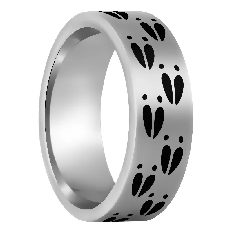 Women’s rings with colored diamonds-Deer Track Tungsten Men's Wedding Band