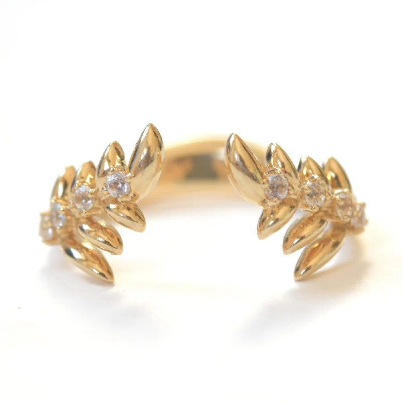 Gemstone ladies rings for weddings-Celestial Wings of Sapphire and Gold Open Band