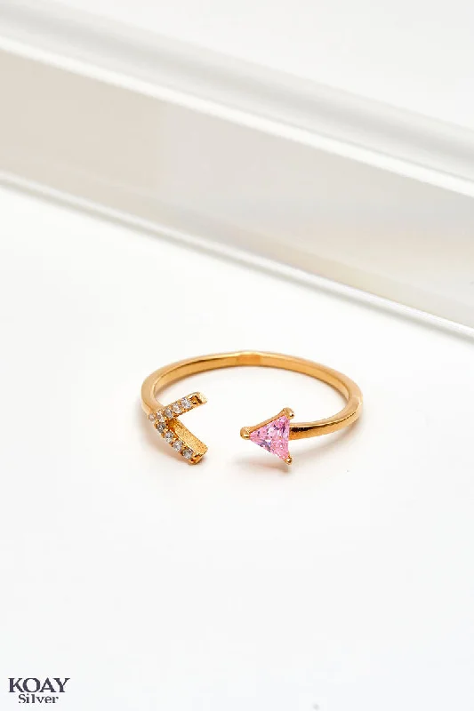 Simple ladies rings for everyday wear-Arrow Zircon Rose Ring