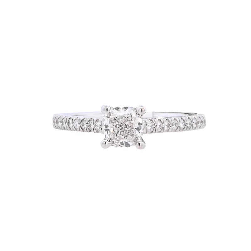 Engagement rings with large center stones-14K White Cushion Diamond 0.70Ct Solitaire Engagement Ring