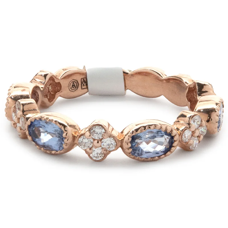 Personalized engagement rings for her-14 Karat Rose Gold Diamond and Tanzanite Star Band