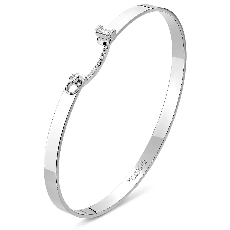 Handcrafted ladies bracelets with stones-NOUVEL HERITAGE Dinner Date Mood Diamond Bangle