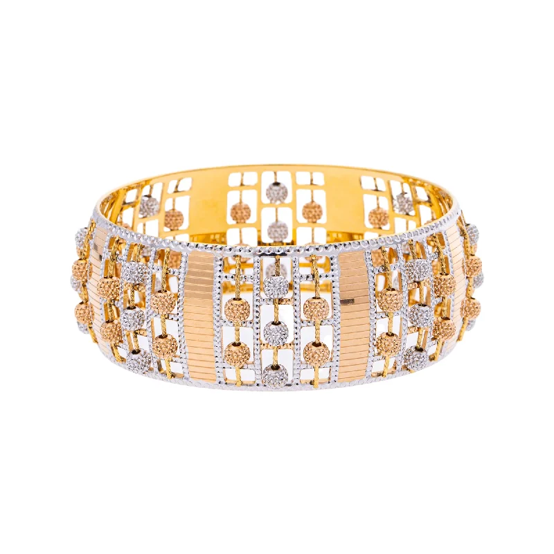 Designer ladies bracelets with diamonds-22K Yellow & White Gold Bangle in Size 2.6 (60.1 gm)