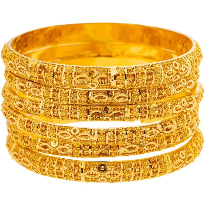 Trendy gold ladies bracelets-22K Yellow Gold Bangle Set of 6 (78.5gm)