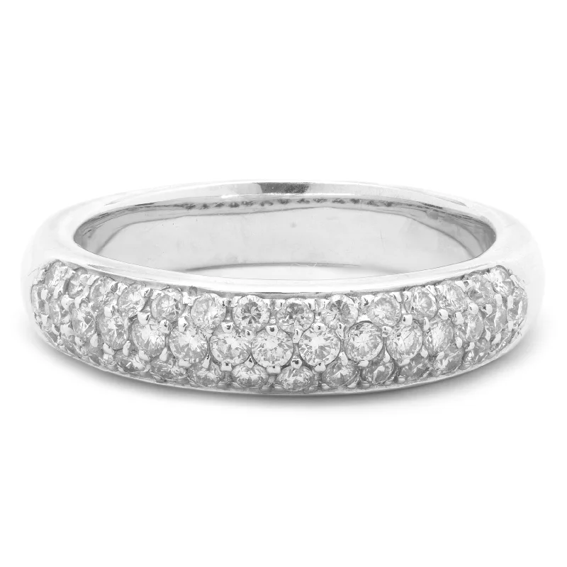 Sparkling halo engagement rings with diamonds-18 Karat White Gold Pave Diamond Band