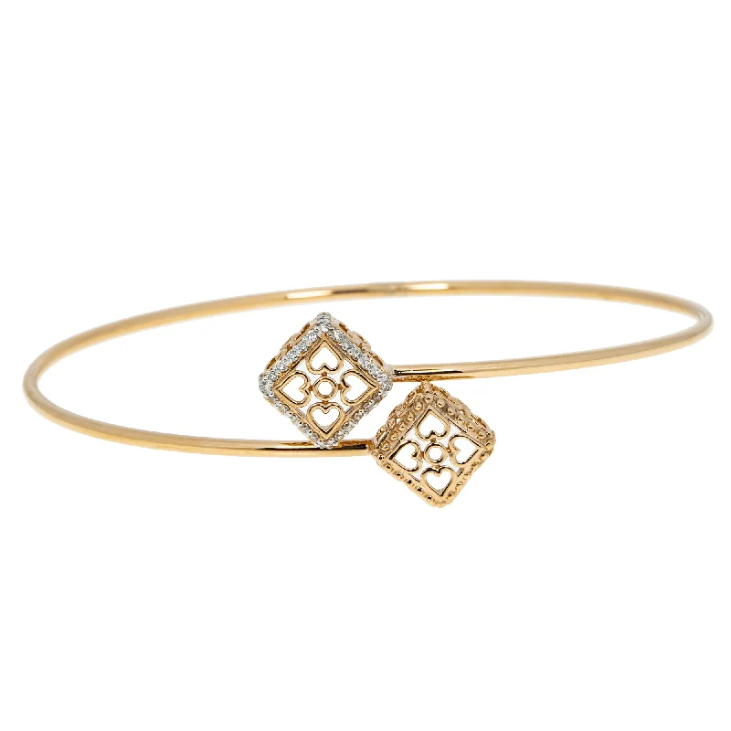 Luxury bangles with diamonds-18K Rose Gold & 0.12 ct Diamond Bangle (4.23 grams)