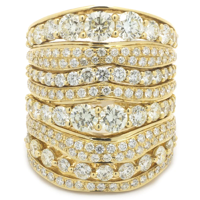 Affordable engagement rings for her with diamonds-18 Karat Yellow Gold Eight Row Diamond Band