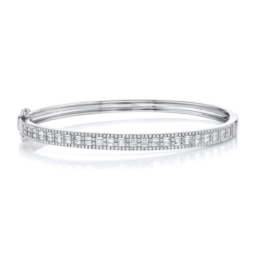 Luxury pearl bangles for special occasions-1.49ctw Diamond Baguette Bangle